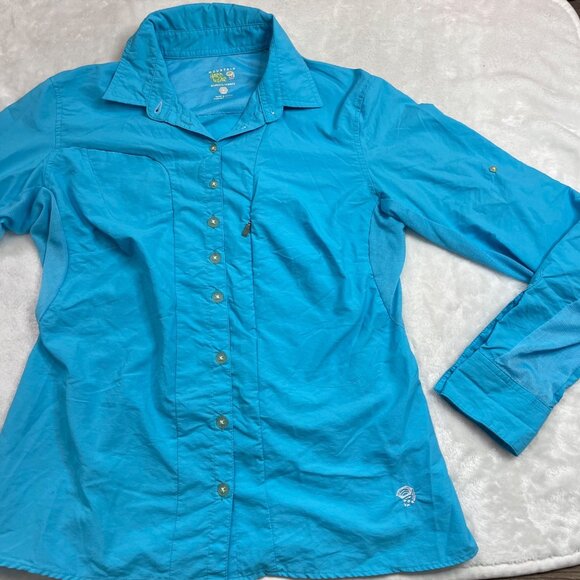 Mountain Hardwear Button Front Shirt Women's Size 8 Blue Outdoors Hiking Fishing - Picture 12 of 12